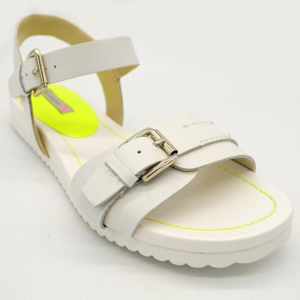 Isaac Mizrahi New Pamela Slingback Sandal Size 8.5M White‎ Leather Flat NEW